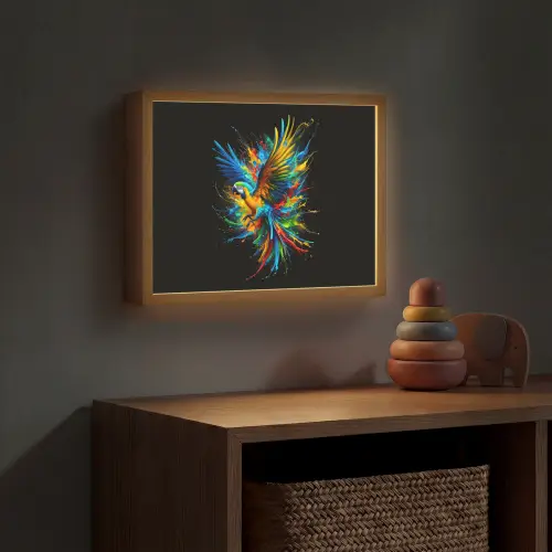 Papegaai - Vogel - Dier - Kleurrijk - Verf Light Box met batterij (Wandlamp kind) middel -sfeer5_kind