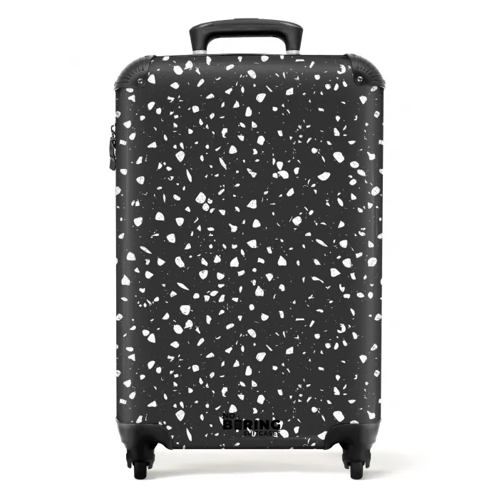 Terrazzo patroon zwart en wit NBS - Handbagage koffer - Kinderen Unisex middel -productfoto_recht
