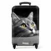 Zwart witte kat met gele ogen NBS - Handbagage koffer - Unisex middel -productfoto_recht