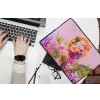 Vrouw - Abstract - Cirkel - Bloemen laptophoes neopreen klein -bureau