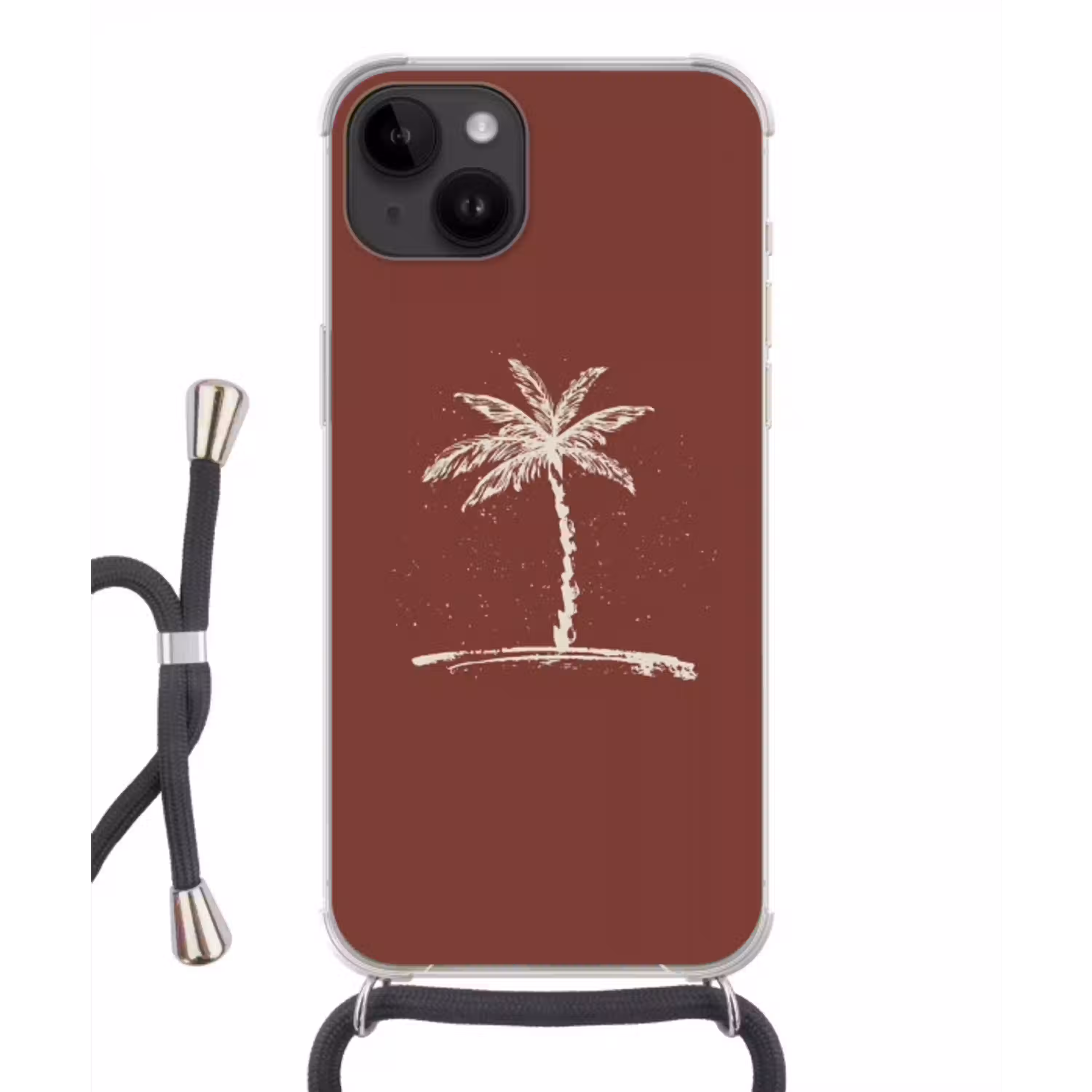 Palmboom - Beige - Rood - Tropisch Crossbody Case iPhone 14 middel -3d