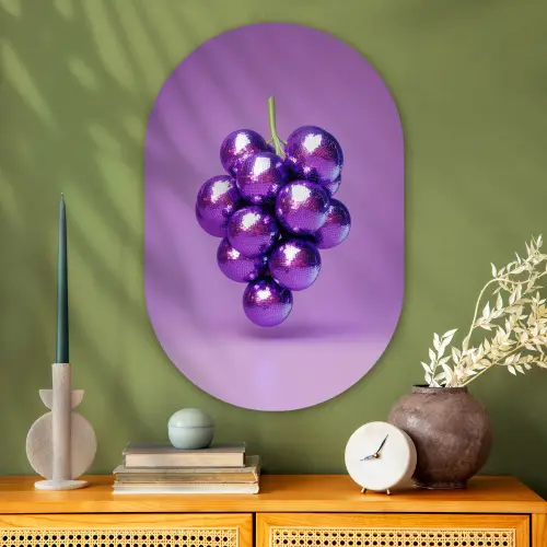 Druif - Disco - Glitter - Paars Wandcirkel Ovaal Glas middel -sfeer2