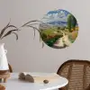 Mensen - Wandelen - Zandpad - Velden Wandcirkel behangsticker klein -sfeer3