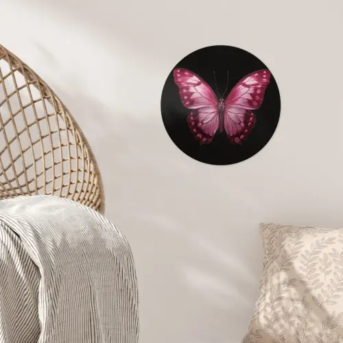 Vlinder - Fuchsia - Grafisch Wandcirkel behangsticker klein -sfeer4