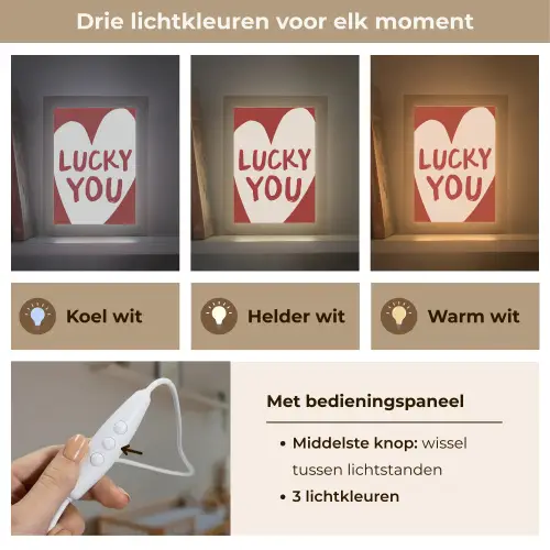 Lucky - Hart - Rood Light Box met kabel (Wandlamp) klein -USP_lichtkleurNL