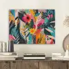 Schilderij - Abstract - Bloemen - Roze PET vilt klein -sfeer1