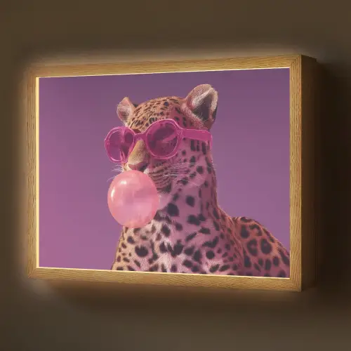 Panter - Zonnebril - Kauwgombel - Roze Light Box met batterij (Wandlamp) middel -z3d_website