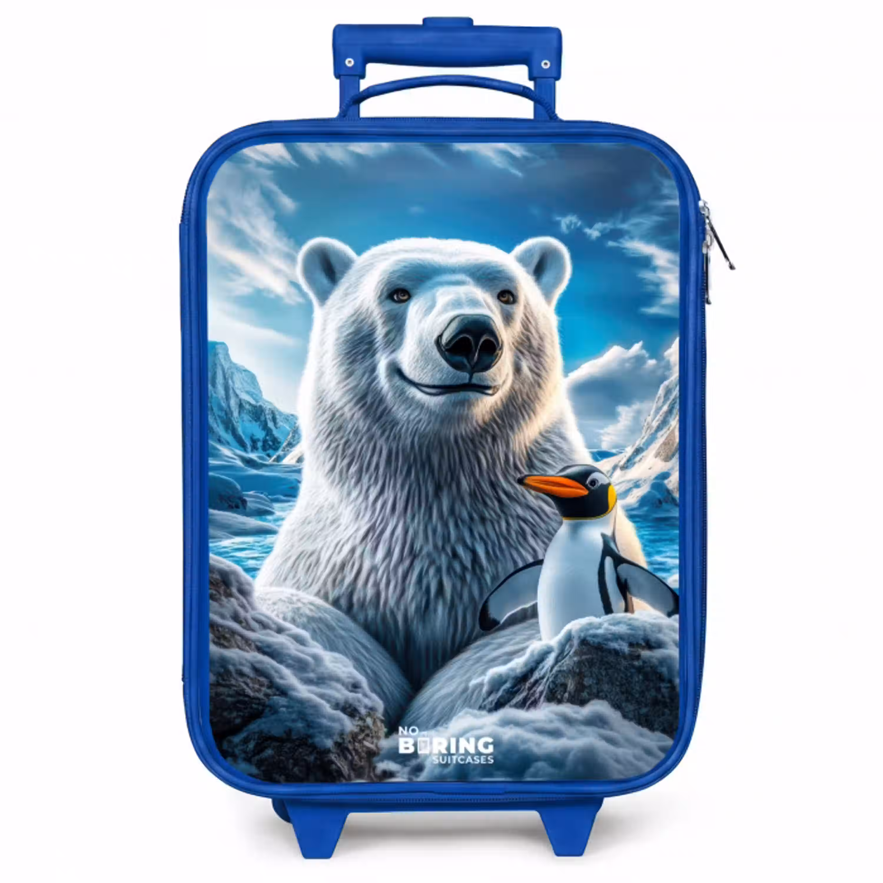 IJsbeer en pinguïn in besneeuwd berglandschap Kinderkoffer - Blauw klein -zzz_website3d
