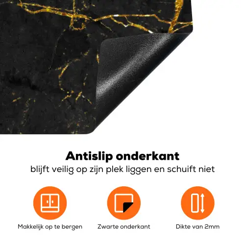 Marmer - Goud - Zwart - Marmerlook - Luxe - Glitter Inductie beschermer vinyl 3mm klein -zzzzzzz-td-onderkant