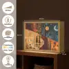Silhouetten - Abstract - Zon - Maan Light Box met batterij (Wandlamp) middel -USP_websiteoverzichtNL
