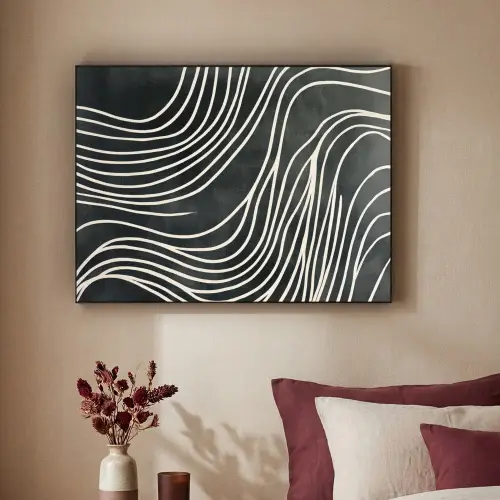 Lijnen - Patroon - Abstract - Wit Textielframe zwart klein -sfeer1