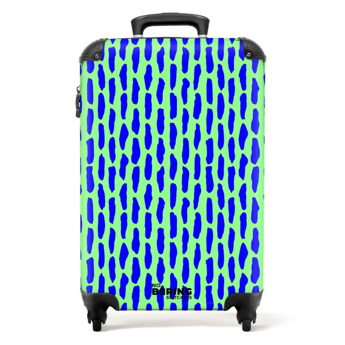 Blauw patroon op mintgroen NBS - Handbagage koffer - Volwassenen Unisex middel -productfoto_recht