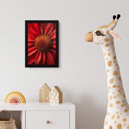 Close up - Bloem- Rood fotolijst zwart zonder passe partout klein -usfeer4_kinderkamer