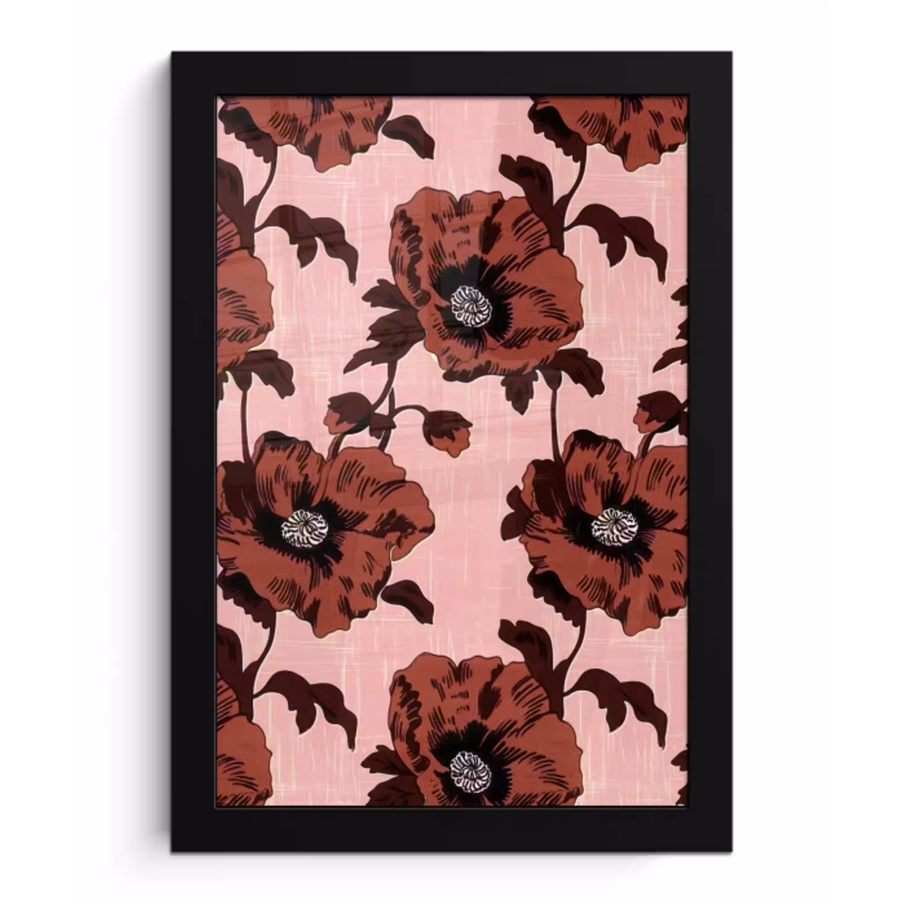 Bloemen - Retro - Rood fotolijst zwart zonder passe partout klein 224 -3d