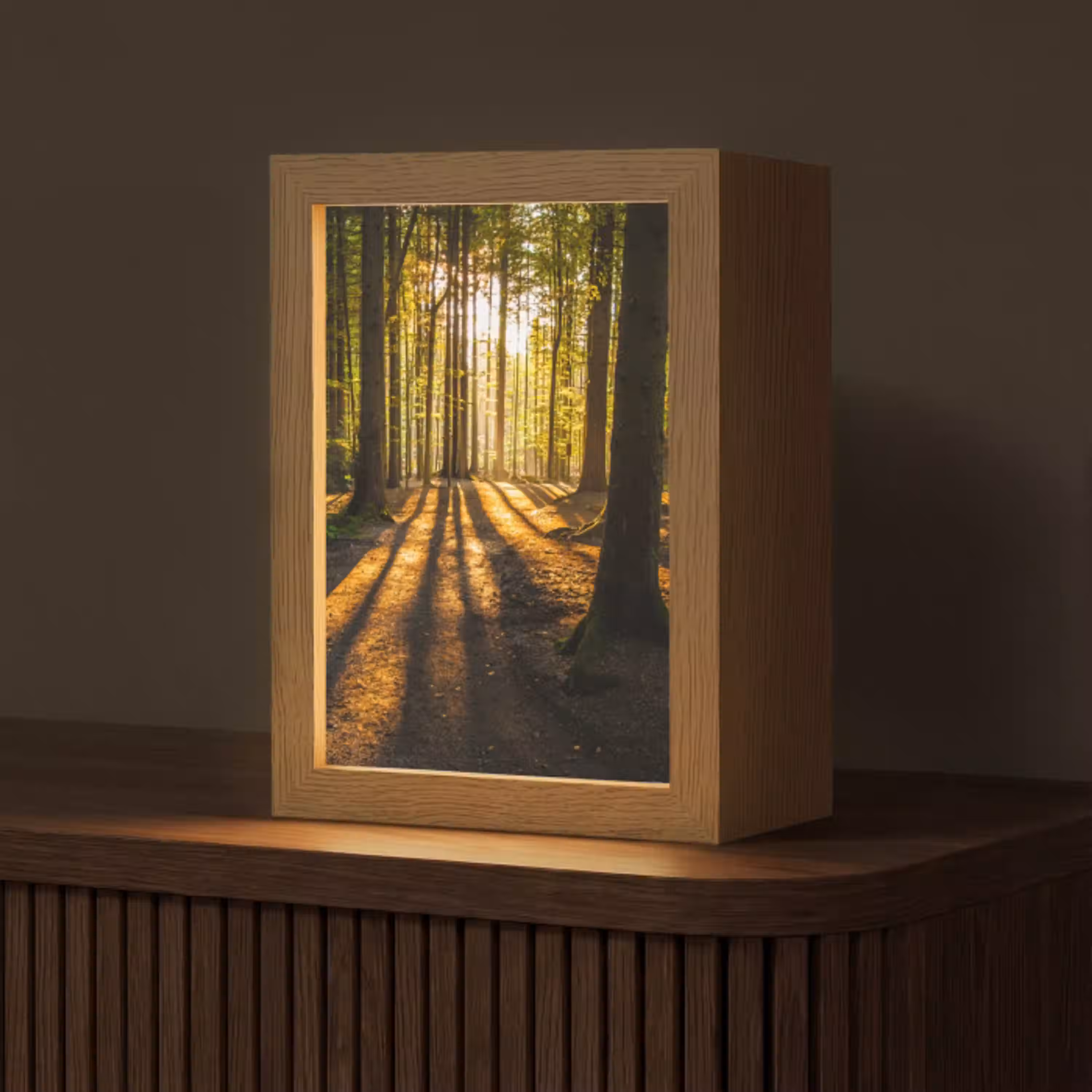 Zon - Bomen - Bos - Landschap - Natuur Light Box met kabel (Tafellamp) klein -z3d_website