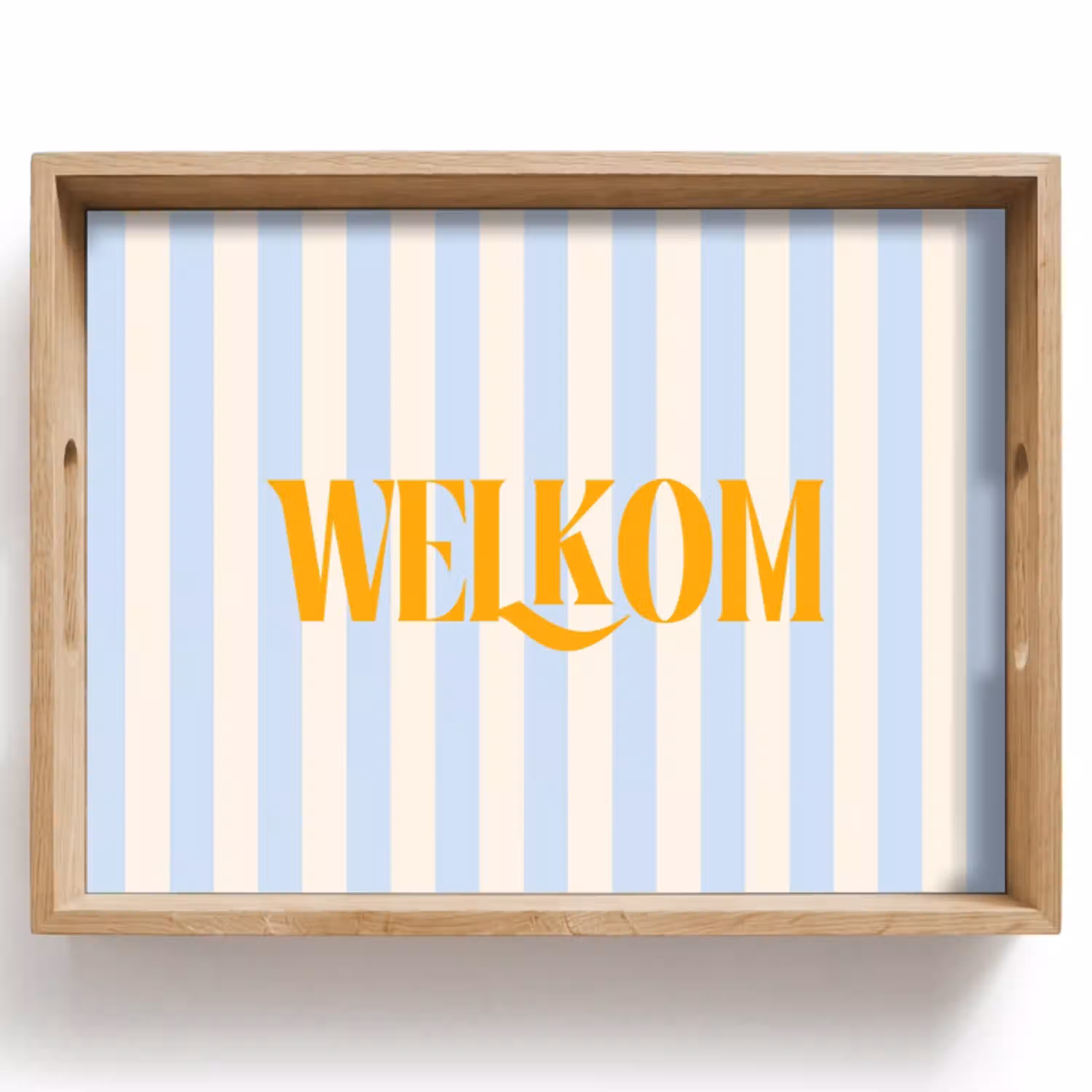 Oranje - Blauw - Strepen - Welkom Dienblad Rechthoek middel -z3d_shopping