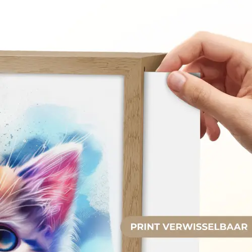 Kat - Portret - Kleuren - Verf - Wit Light Box met batterij (Wandlamp kind) middel -USP_websiteprintNL