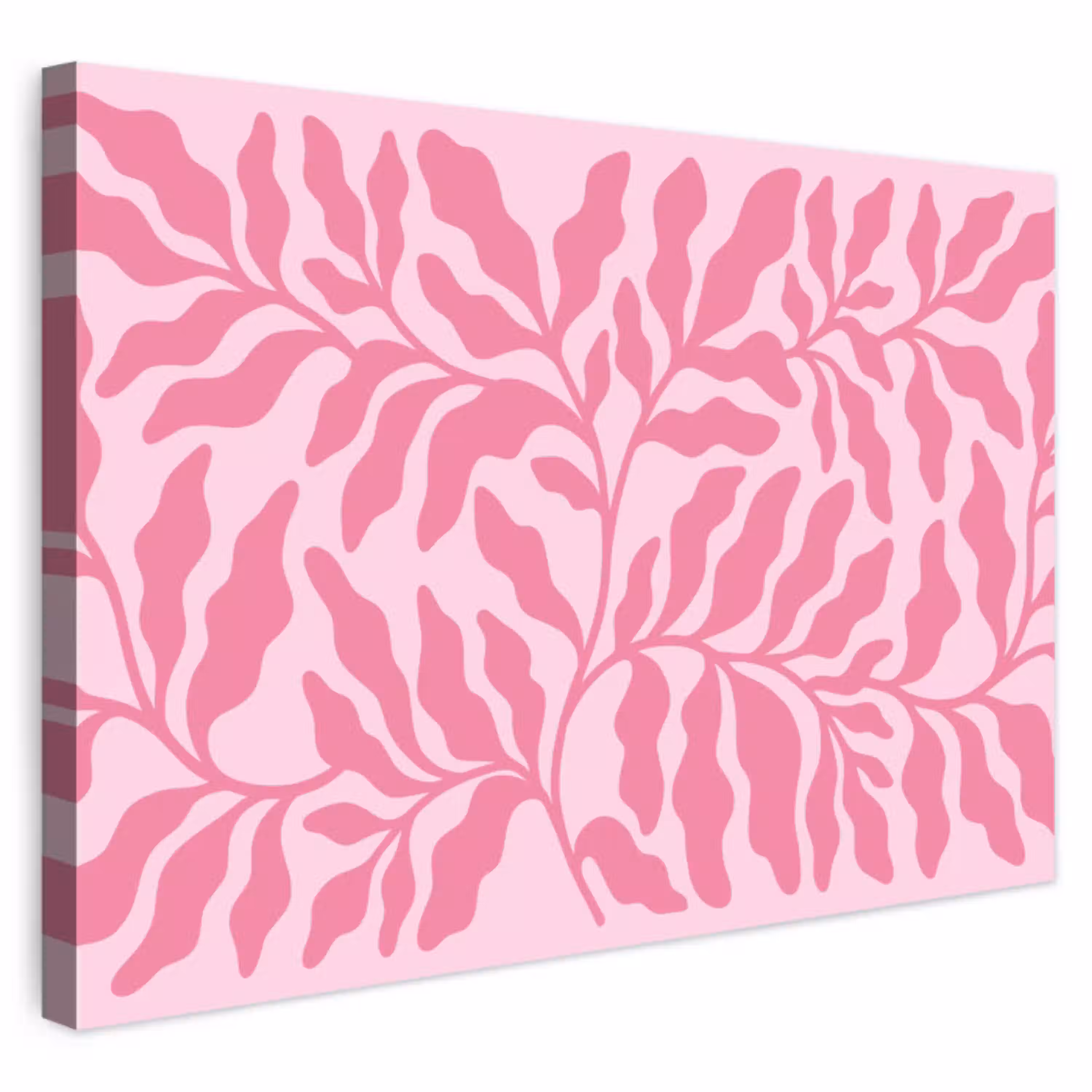 Planten - Organisch - Abstract - Modern - Roze Tuinposter op houten frame 2 cm dik klein -3d