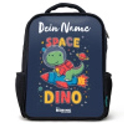 Dinosaurus - Groen - Raket - Sterrenhemel Rugzak - Zwart middel -3d