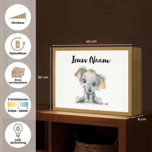 Olifant - Baby dier Light Box met batterij (Wandlamp kind) middel -USP_websiteoverzichtNL