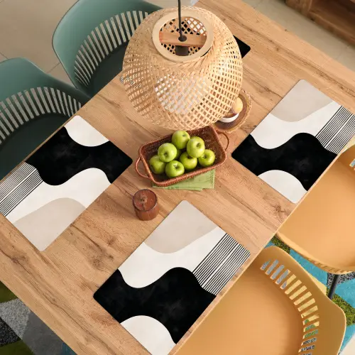 Abstract - Japandi - Beige - Modern Placemat vinyl groot -zzsfeer5_Kitchenyeah-website