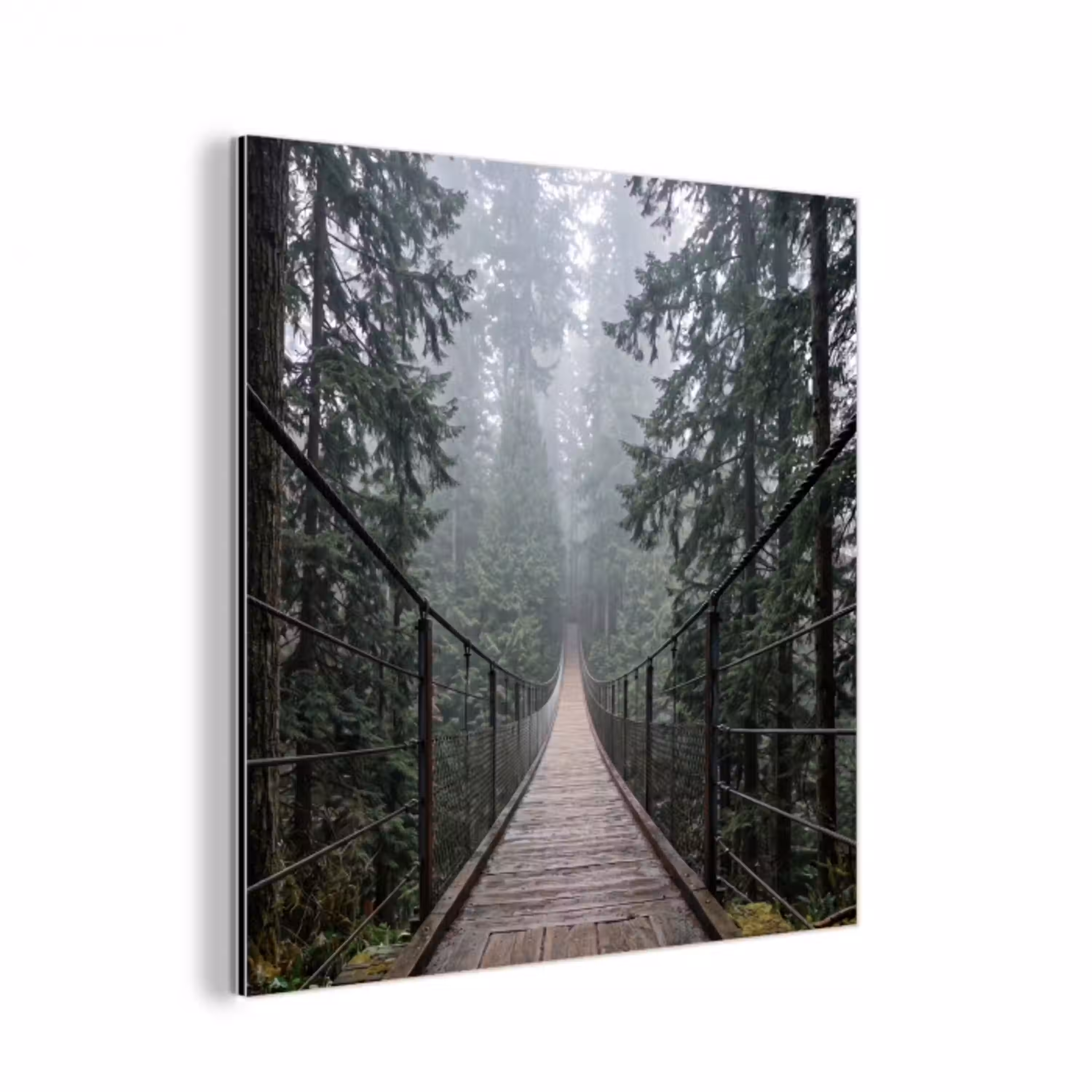 Brug - Bos - Mist - Natuur aluminium wit klein -3d