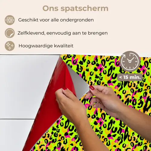Dieren - Neon - Groen - Panterprint keuken achterwand spatscherm klein 900 -spatscherm_NL