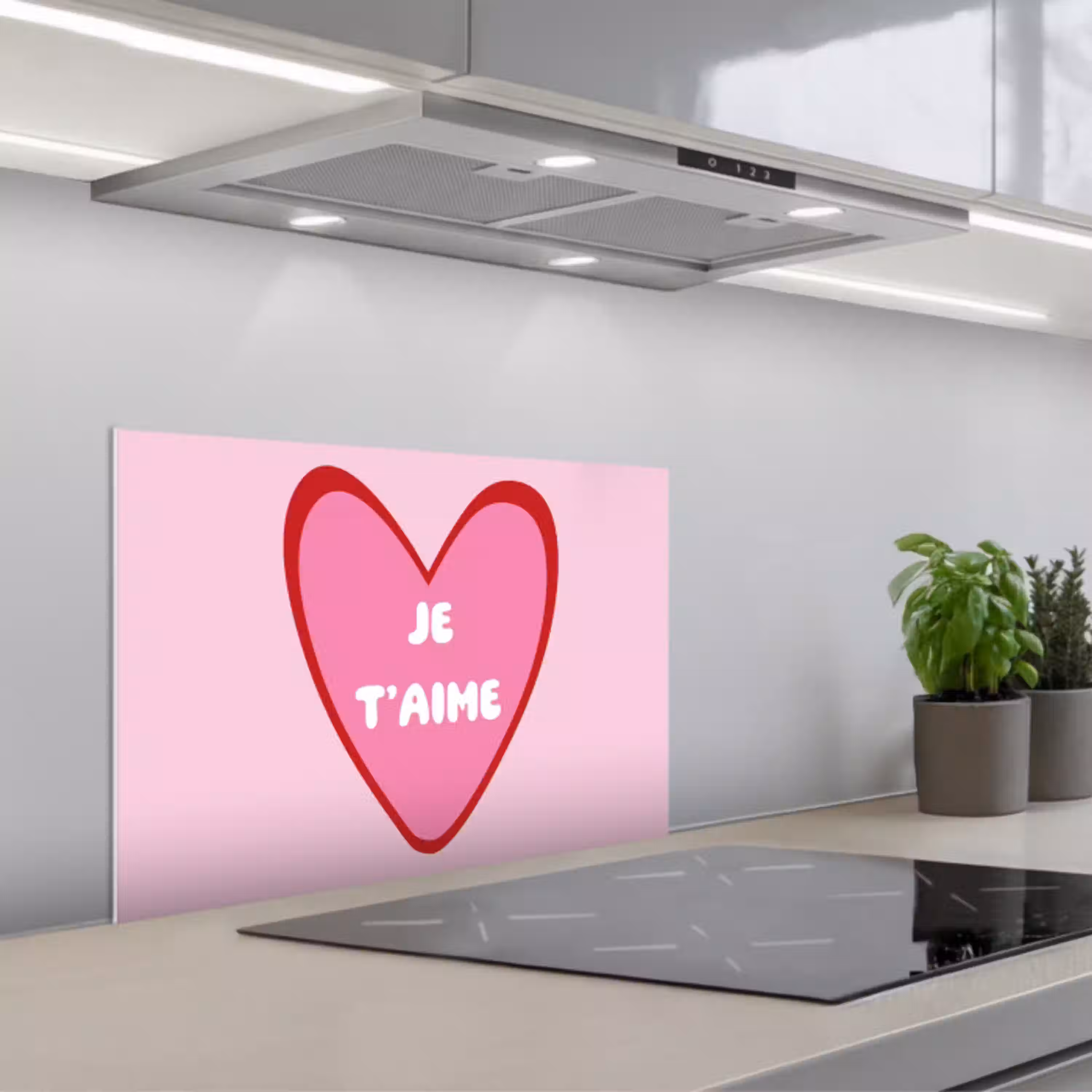 Hart - Frans - Valentijn - Roze keuken achterwand spatscherm klein -3d_schuin