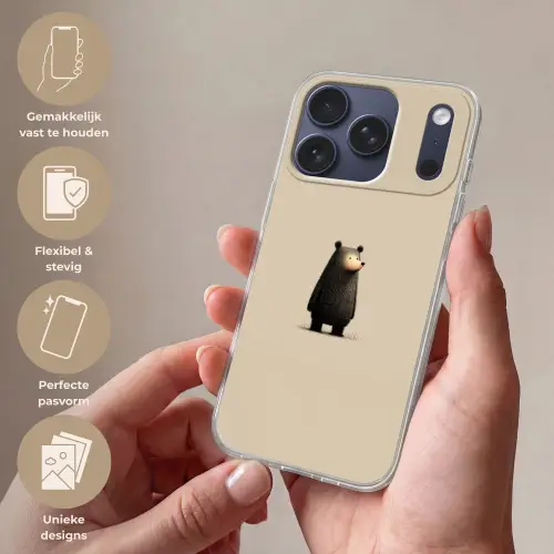 Beer - Donkerbruin - Minimalistisch Telefoonhoesje iPhone 17 Pro klein -sfeer3_NL