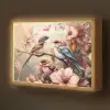 Vogels - Bloemen - Roze - Pastel Light Box met batterij (Wandlamp kind) middel -z3d_website