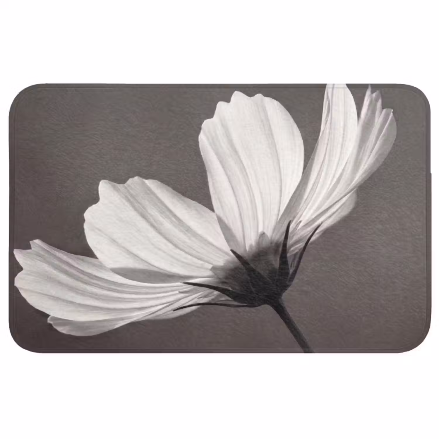 Badmat - Bloem - Minimalistisch - Zwart - Wit