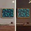 Turquoise - Bliksem  - Wolken Light Box met batterij (Wandlamp) middel 907 -sfeer3