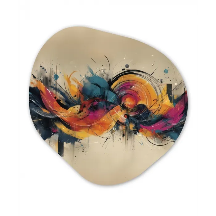 Explosie - Kleurrijk - Vormen - Abstract Wandcirkel Organisch Forex 3mm klein -3d