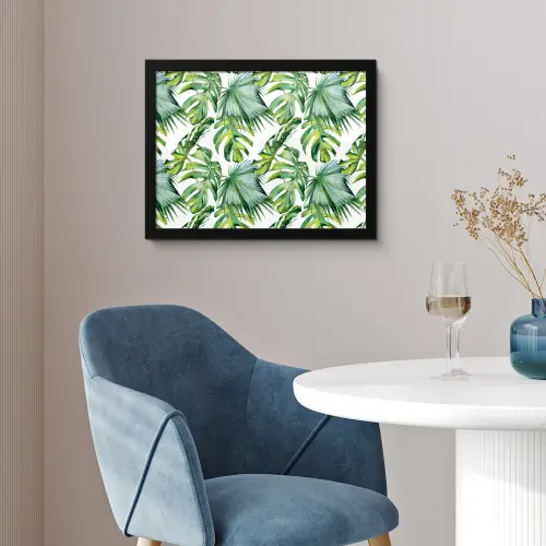 Inductie beschermer - Tropical - Bladeren - Jungle - Inductie mat fotolijst zwart zonder passe partout klein -sfeer4