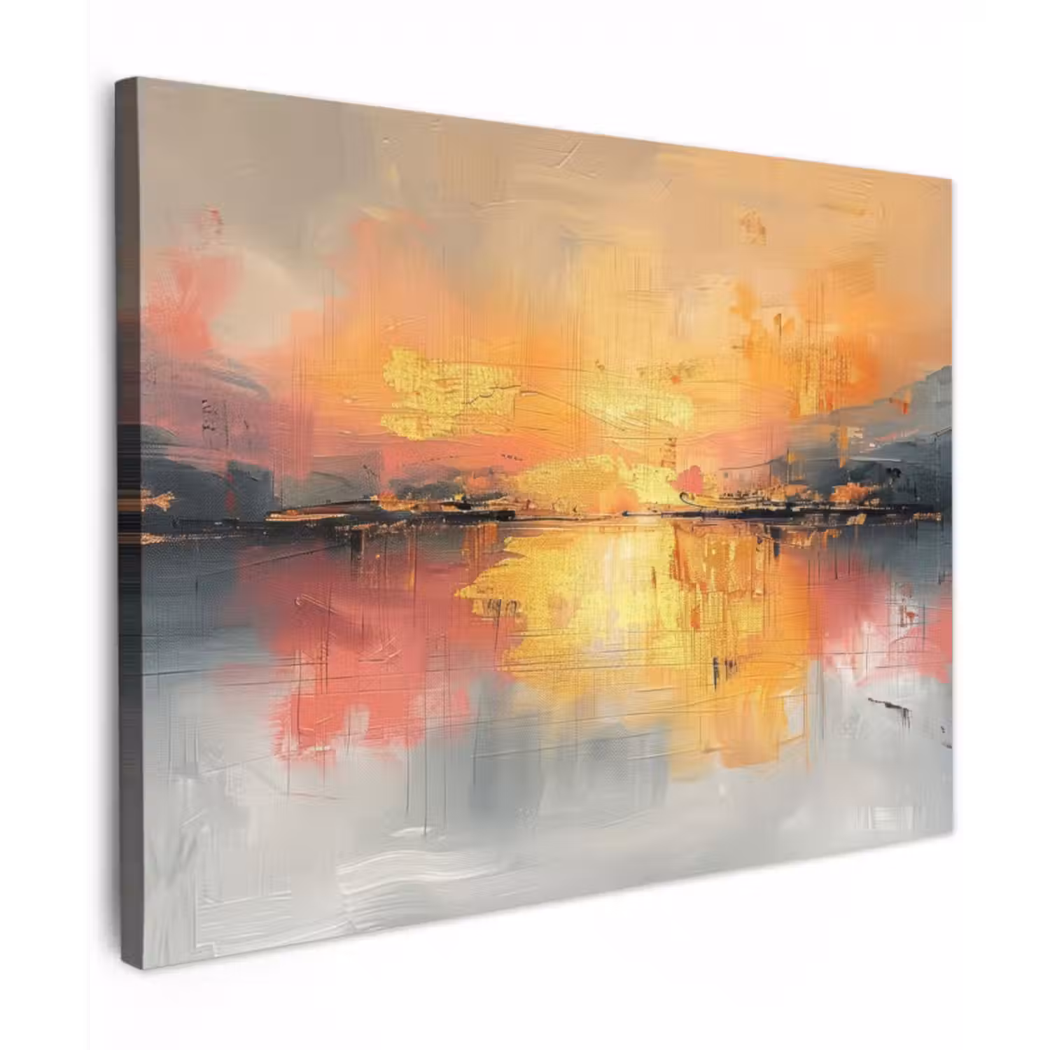 Canvas schilderij - Modern - Abstract - Goud - Roze