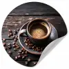 Kop - Koffie - Hout - Bonen Wandcirkel behangsticker klein -3d