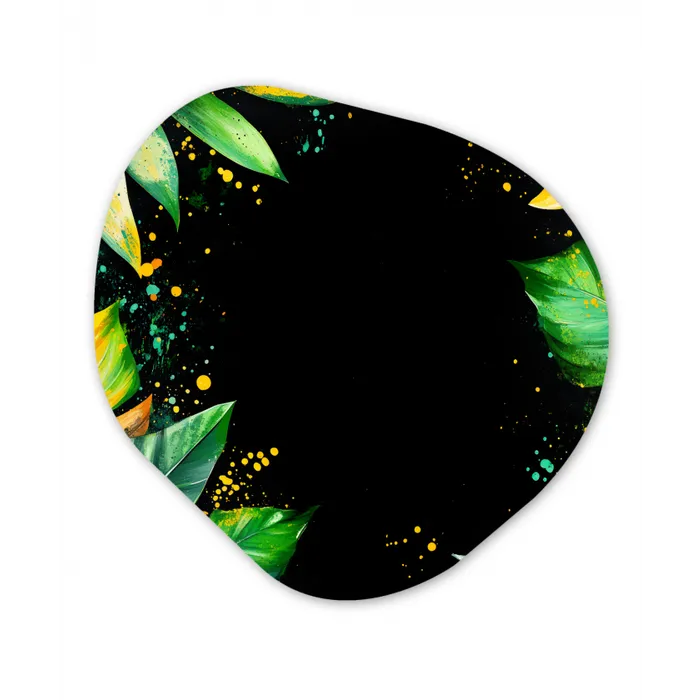 Bladeren - Groen - Geel - Verf - Jungle Wandcirkel Organisch Plexiglas middel -3d