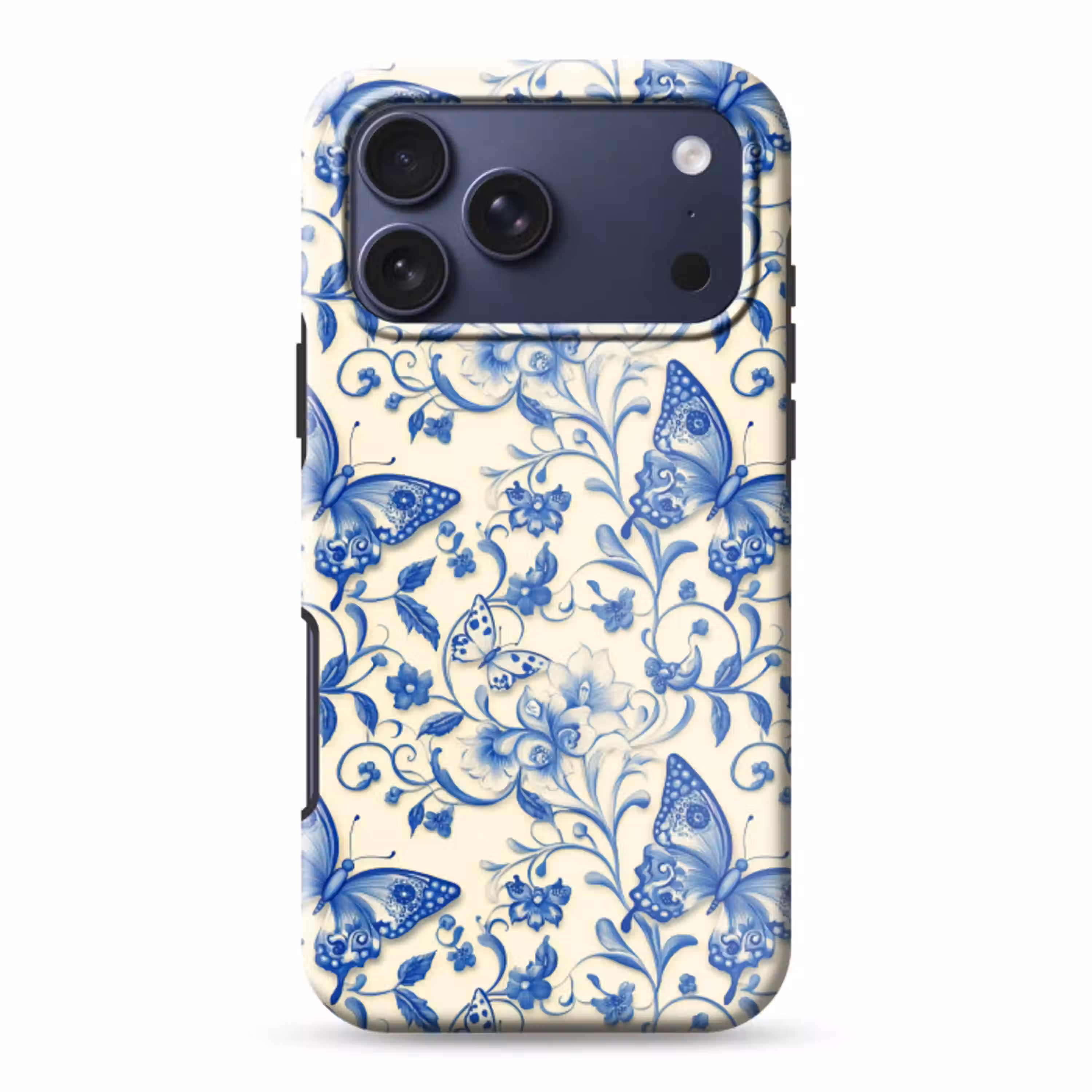 Vlinders - Bloemen - Blauw - Botanisch Toughcase MagSafe Apple iPhone 17 Pro Max klein 1019 -3d
