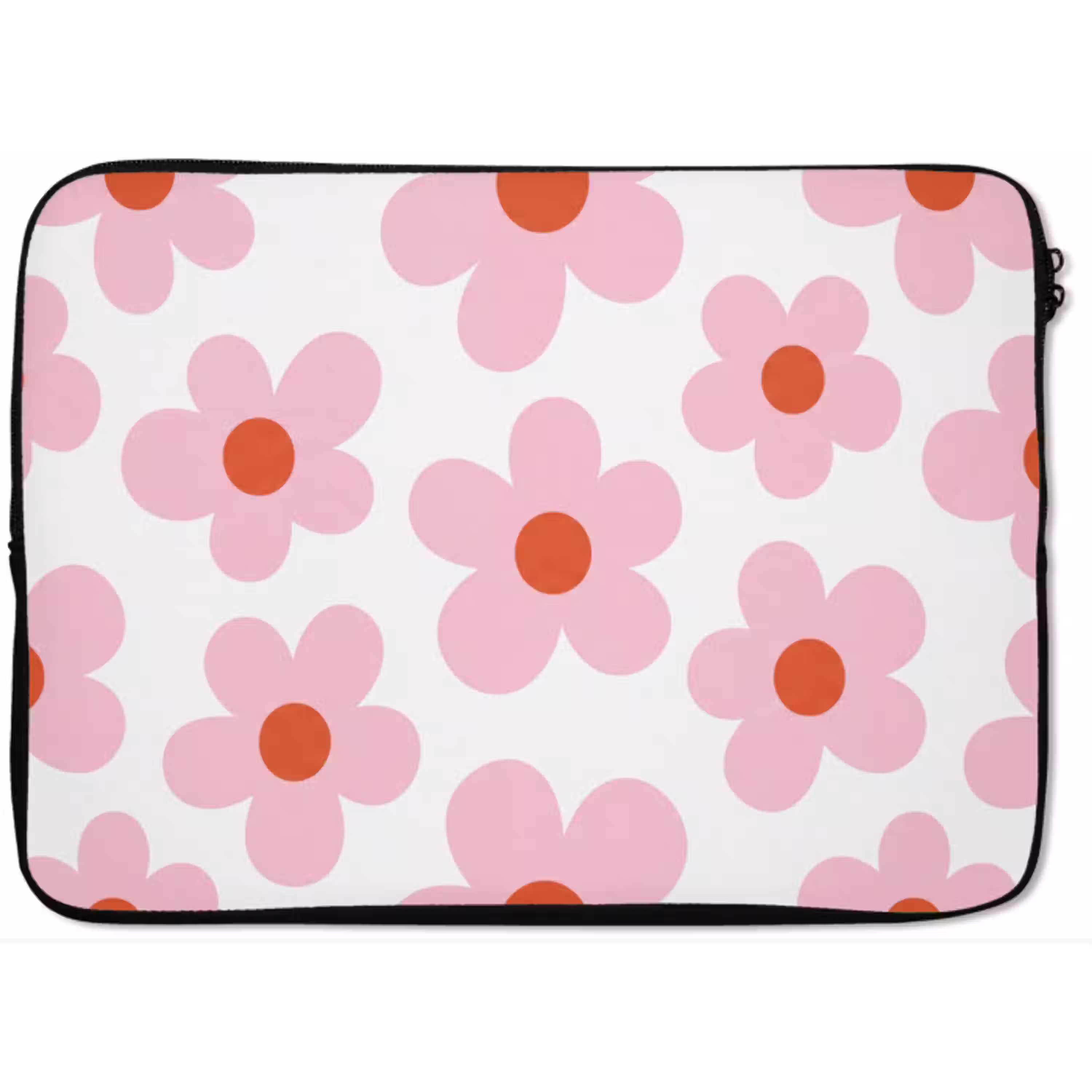 Bloemen - Patroon - Modern - Roze - Wit laptophoes neopreen klein -zkaufland3dotto