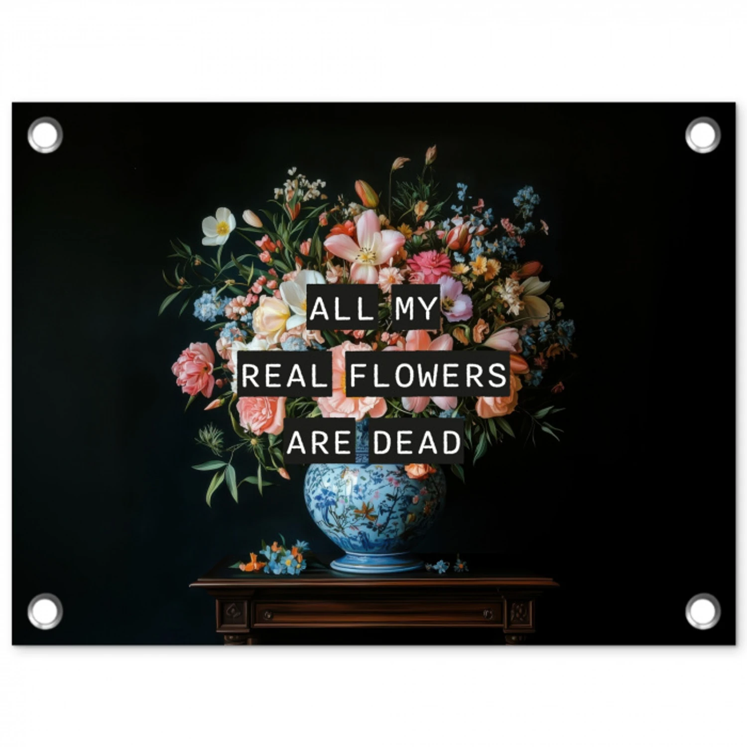 Bloemen - Art - Pastel - Quotes tuinposter los doek klein -3d
