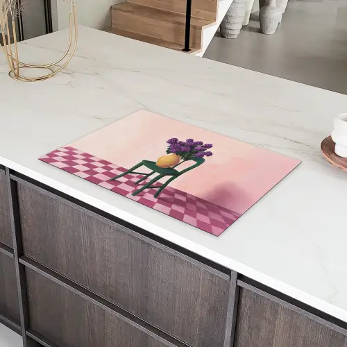 Stoel - Vaas - Bloemen - Geblokt Inductie beschermer vinyl 3mm klein -sfeer8