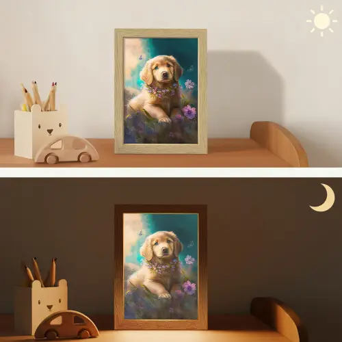 Puppy - Bloemenkrans - Vlinder - Hond - Golden retriever Light Box met kabel klein -sfeer3_kind
