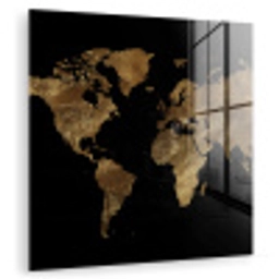 Wereldkaart - Goud - Luxe - Aarde - Zwart plexiglas 5mm klein -zzzproduct_nieuw