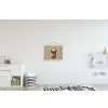 Leeuw - Oranje bloemen - Vriendelijk textielposter latten blank klein -kinderkamer