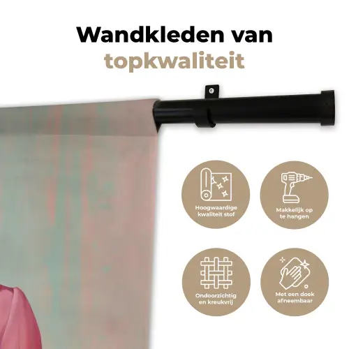 Tijger - Strik - Jasje - Roze Wandkleed katoen klein -sfeer2