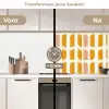Geometrisch - Patroon - Geel - Roze keuken achterwand 2 middel 871 -voor-na2_NL