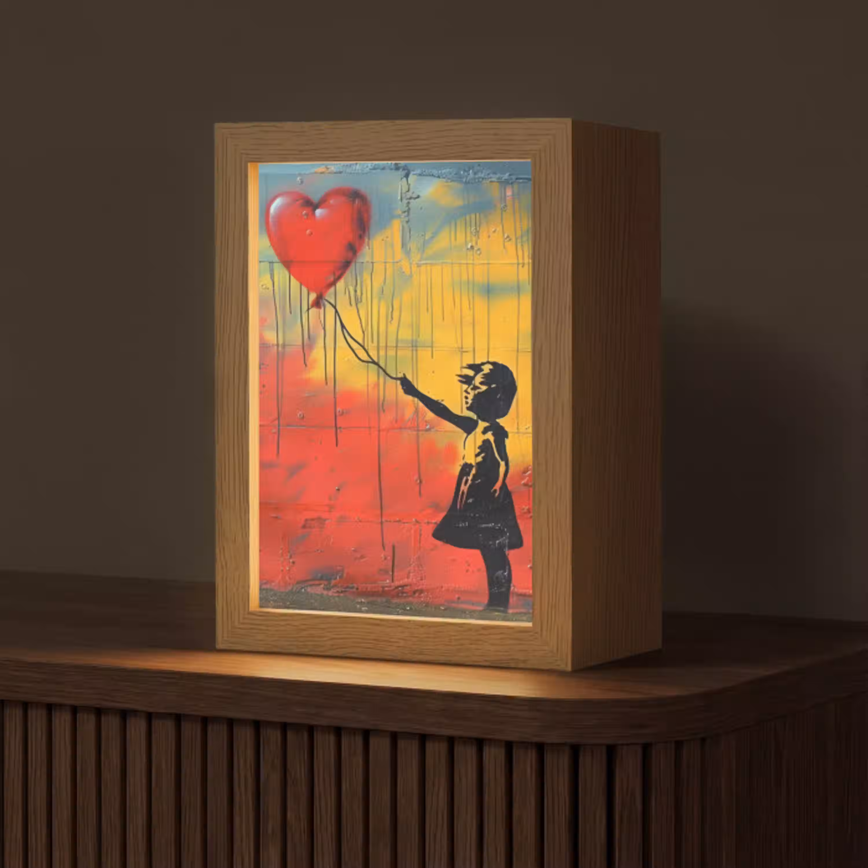 Banksy Style - Kleurrijk - Graffiti - Meisje - Street art Light Box met kabel (Tafellamp) klein -z3d_website