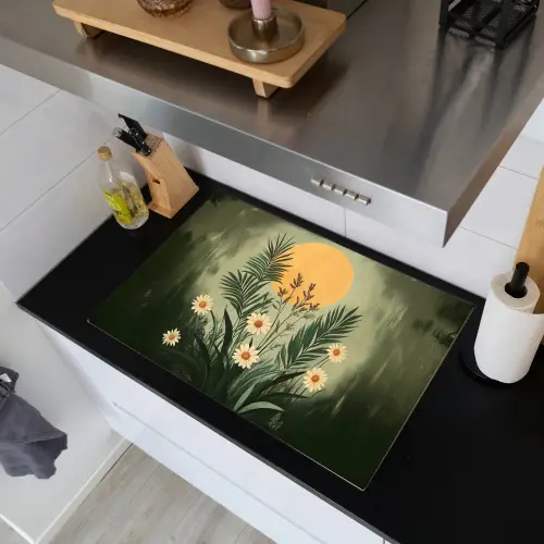 Bloemen - Bladeren - Zon - Groen Inductie beschemer met haakjes klein -sfeer1