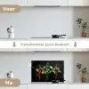 Chilipepers - Basilicum - Blaadjes - Rood keuken achterwand spatscherm klein -voor_na_NL