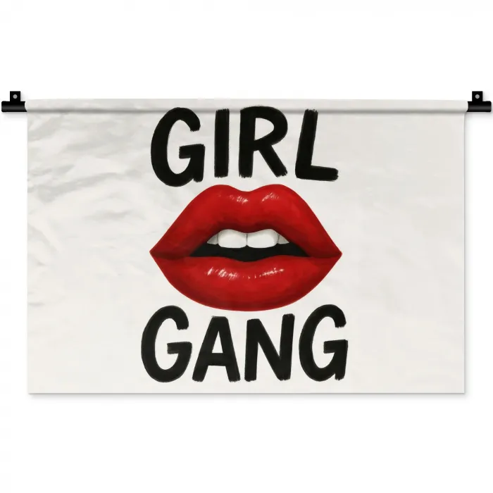 Lip - Girl - Rood - Letters Wandkleed katoen klein -zz3d